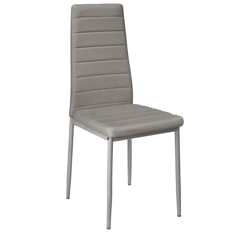 European Design Dining Room Furniture Ergonomic Red Black PVC Iron Leg Dining Chair