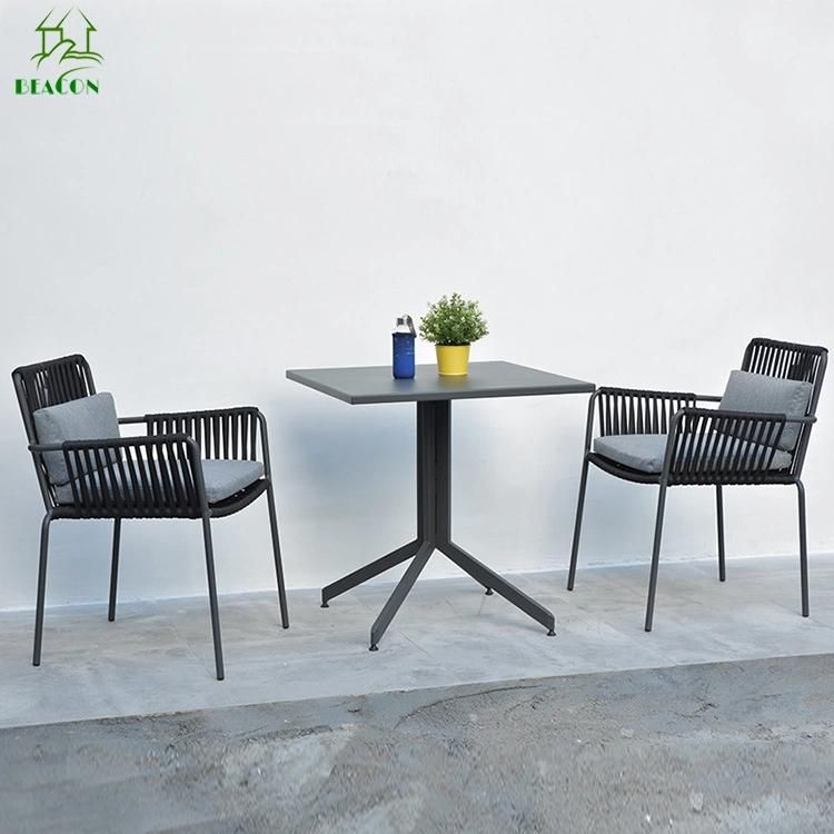 Outdoor Patio Dining Table Set Tempered Square Glass Dinner Table Teslin Bistro Set