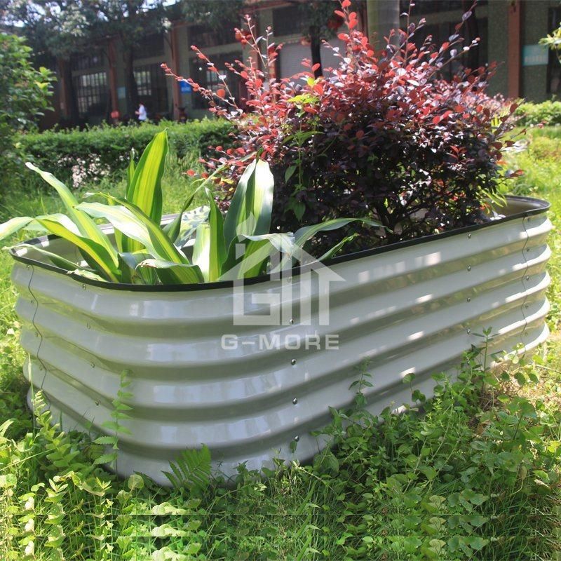 Outdoor Galvanization Vegetable Planter 90X120X44cm Iron Garden Flower Beds Oval Raised Garden Beds