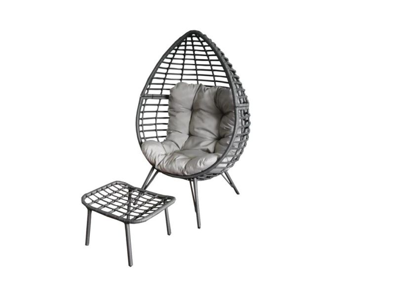 Outdoor Kd Steel Teardrop Wicker Lounge Chair Rattan Chair