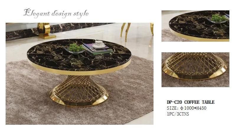 European Design Style Stainless Steel Marble Coffee Table