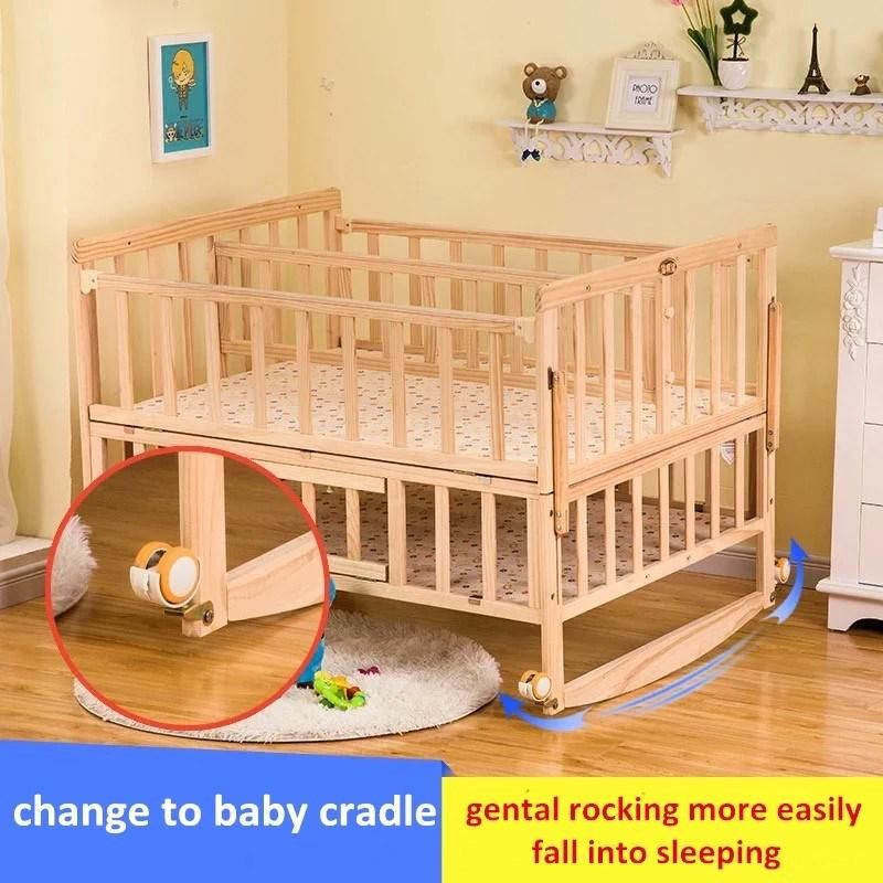 Baby Cot Crib Wood Double Toddler Bed Non-Toxic Infant Twins Bed