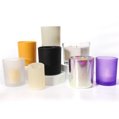 Various Color Matte Black Frosted Empty Candle Container Glass Jar Holder with Wood Lid
