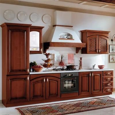 Cheap Classic Solid Wood Cupboard Cabinets Design European Style Small Kitchen Cabinet