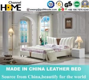 Fashion European Design White Genuine Leather Bed for Bedroom (HC575)