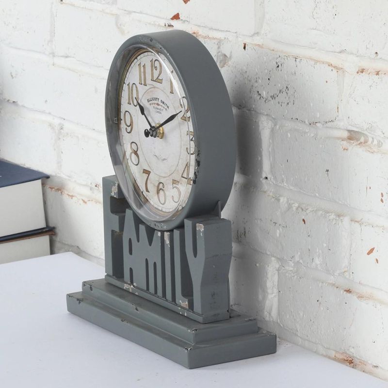 Iron Table Clock with Family & Home & Love Words for Home Decor, Home Desk Clock, Love Metal Table Clock