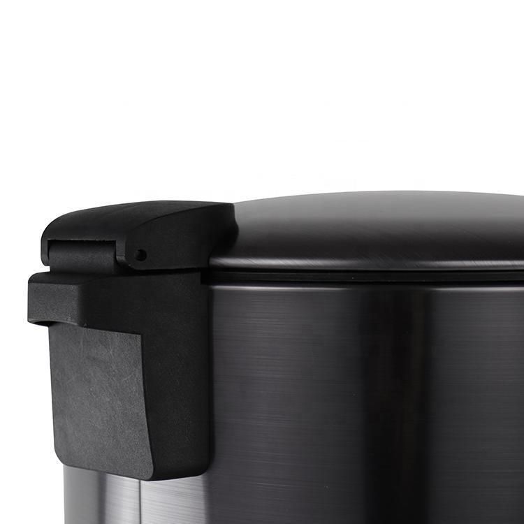 European Design Black Stainless Steel Round Shape Dustbin