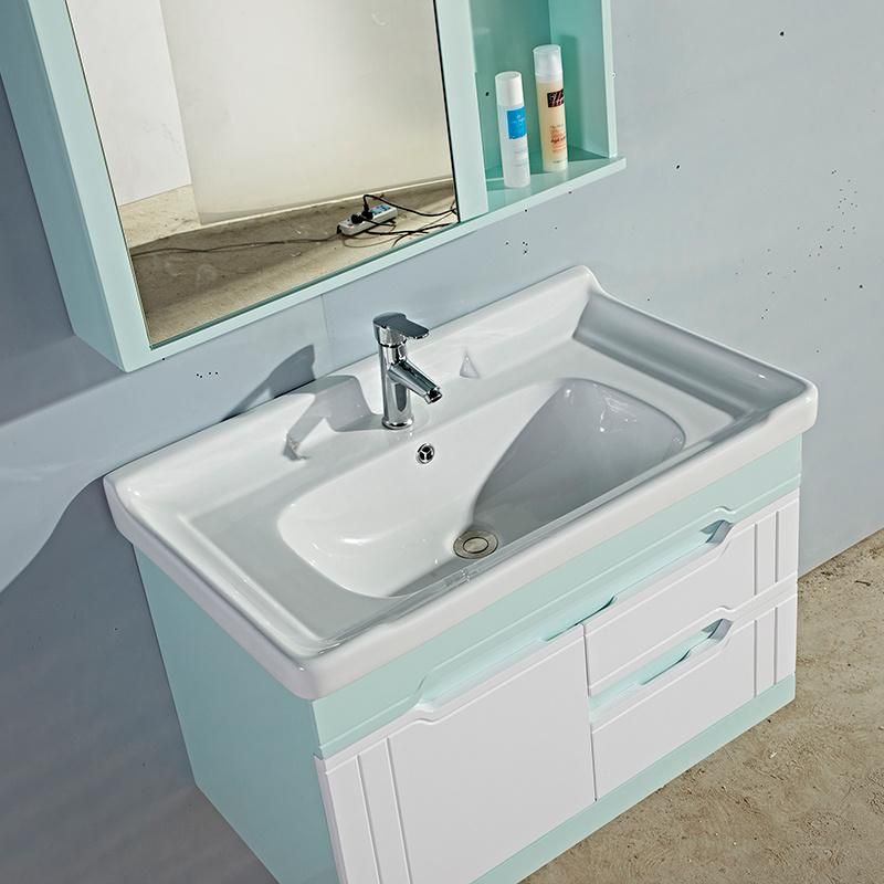 European Modern Style Plywood Ceramics Basin PVC Bathroom Cabinet