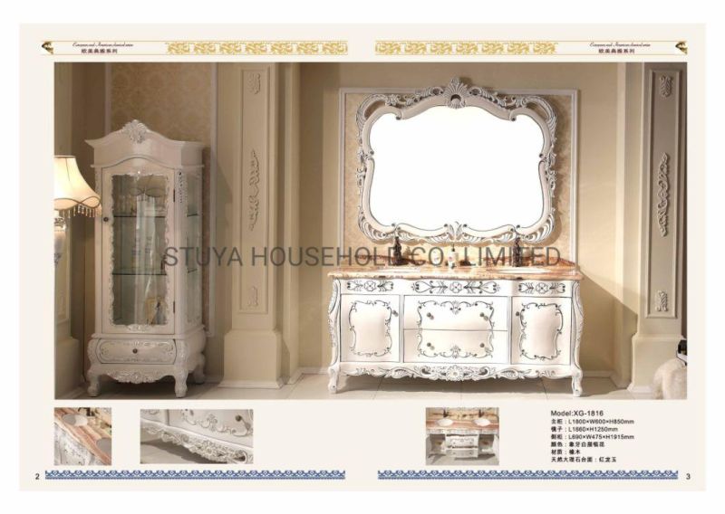 Modern Design Court Style European Standard Furniture Relief Luxurious Solid Wood Bathroom Cabinet