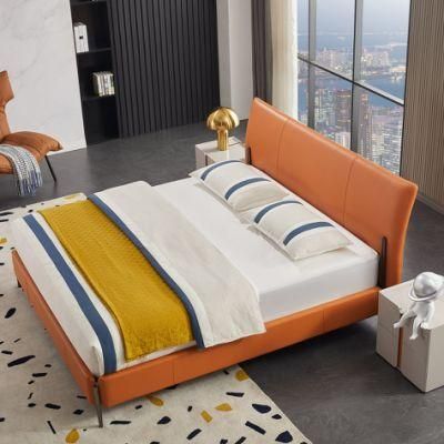 2021 Hot Sale Real Leather Bed Bedroom Be Furniture