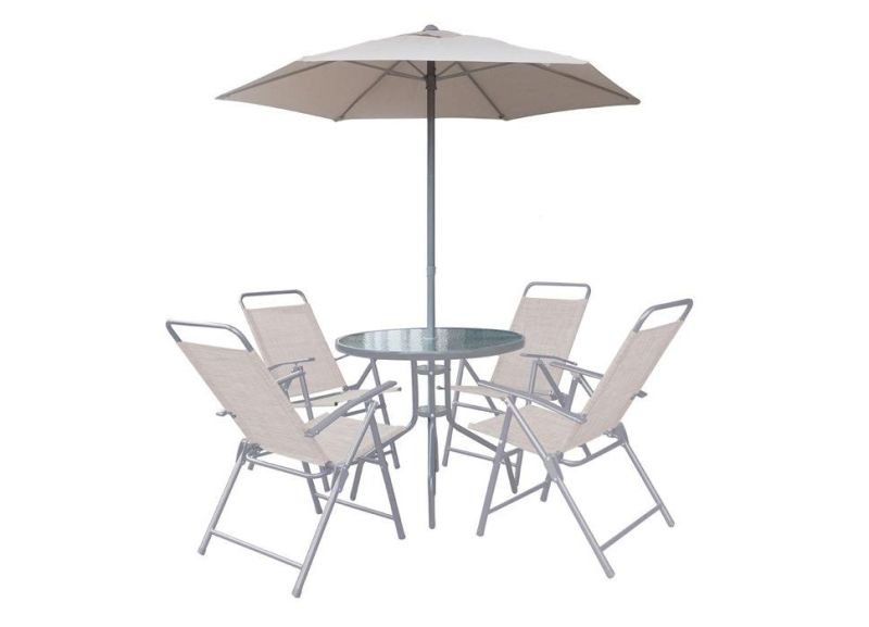 Outdoor Folding Patio Garden 5PCS --Table Dining 4 Folding Chairs with Umbrella Set