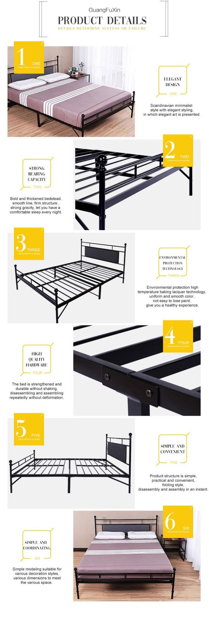 Easy to Use Popular Home Folding Iron Bed Frame