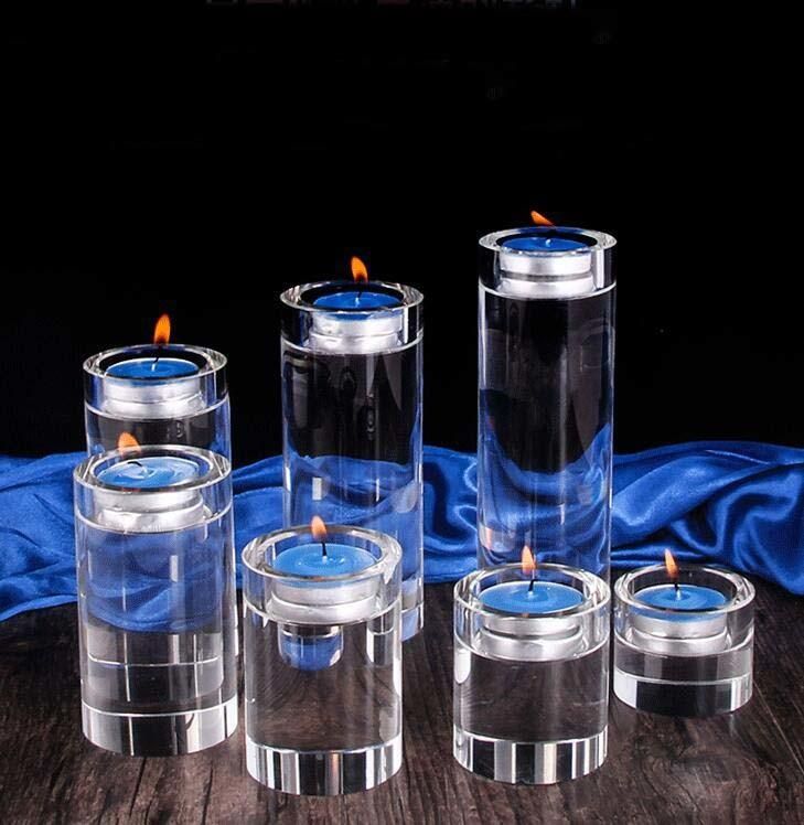 Wholesale Rectangle Crystal Glass Candleholder for Wedding Gift/Home Decoration/Religious Holiday