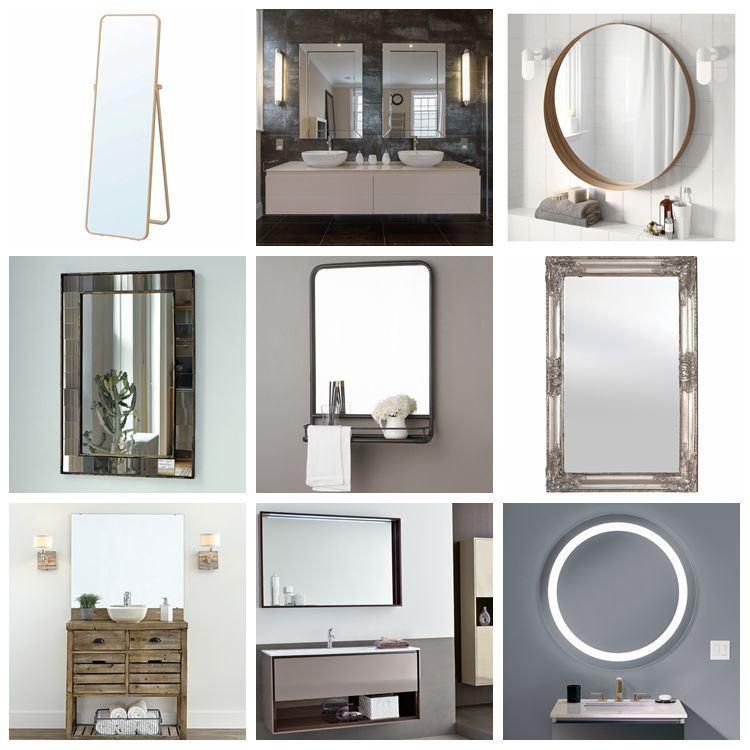 DIY Frameless Silver Mirror Silkscreen Decorative Bathroom Mirror