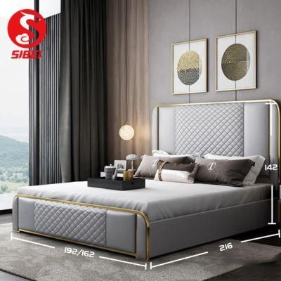Royal Luxury European Solid Wooden Platform Bed Frame King Size Bedroom Furniture