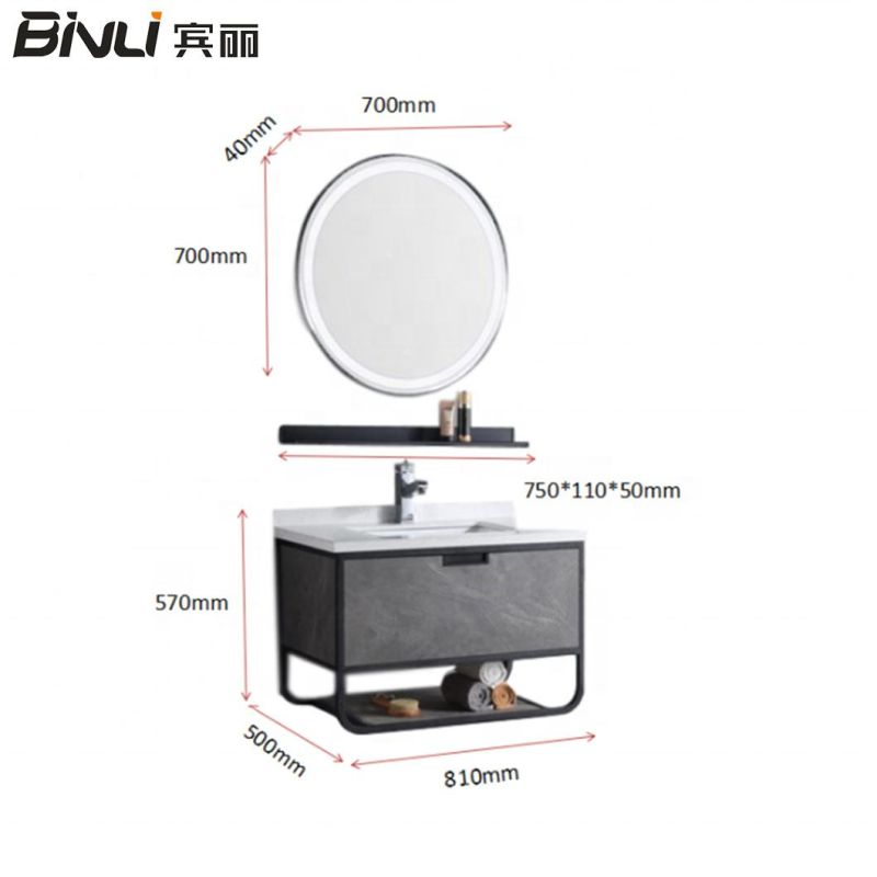 Hot Sale New European Style MDF Bathroom Vanity with Round Mirror