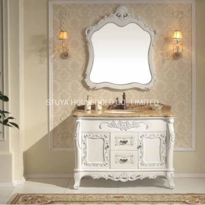 Modern Design Court Style European Standard Furniture Relief Luxurious Solid Wood Bathroom Cabinet
