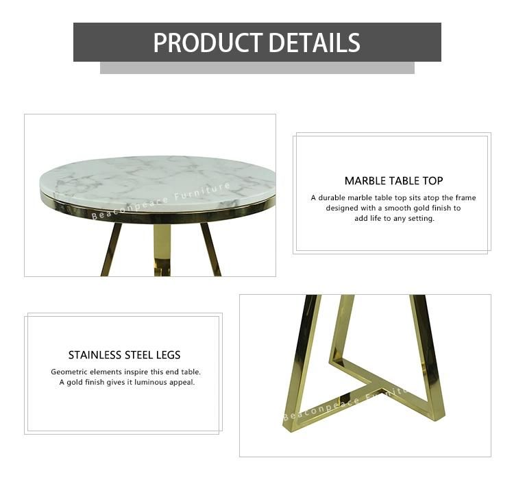 Marble Top Stainless Steel Golden Coffee Side Coffee Table