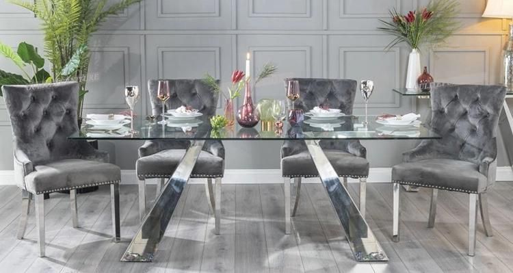 Simple Design Glass Top Dining Table for Home Furniture