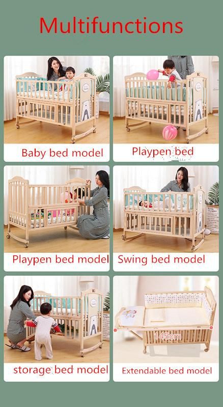 Baby Royal Bed Crib Wood Kids Furniture Pictures Baby Cots Hand Actuated Newborn Baby Cradle Swing Crib