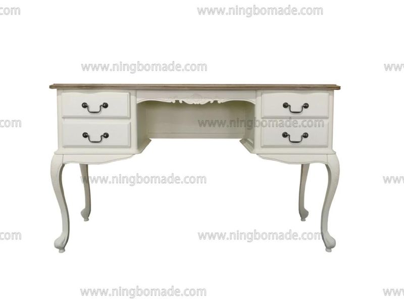 Nordic Louis Style Household Furniture Natural Top and Louis White Down Dresser Table
