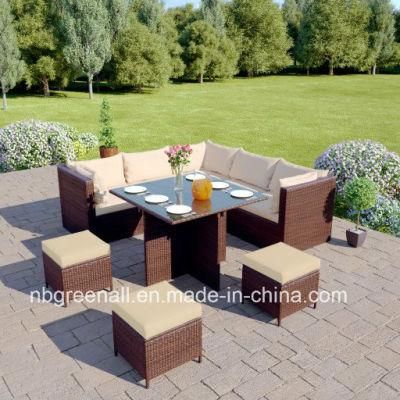 2018 New Design Corner Cube Dining Set Rattan Garden Furniture