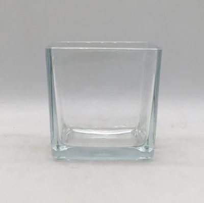 Transparent Square Glass Candle Holder for Home Decoration and Festival Celabration