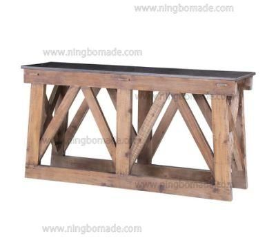 Antique Vintage Industrial Furniture Natural Reclaimed Fir Wood Antique Black Stone Console Table