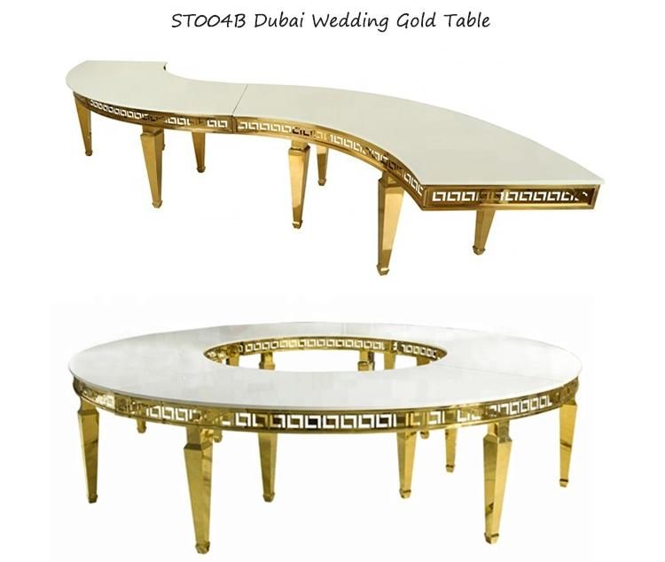 Steel Frame Half Moon Shape Dining Table for Wedding Event