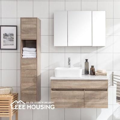European Style Eco-Friendly Plywood Wall Mounted Bathroom Cabinet Vanity with Mirror Storage Cabinets and Marble Countertops