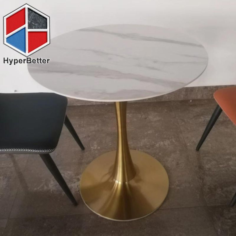 Artificial Marble Carrara Coffee Table with Gold Ring