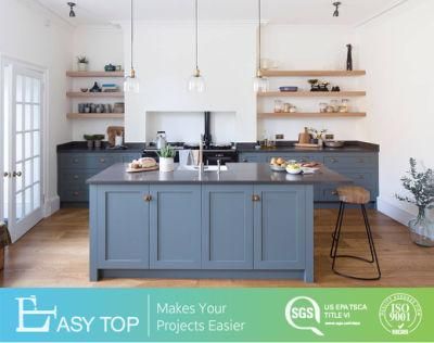 European New Design Modern Frameless Solid Blue Wood Kitchen Cupboard