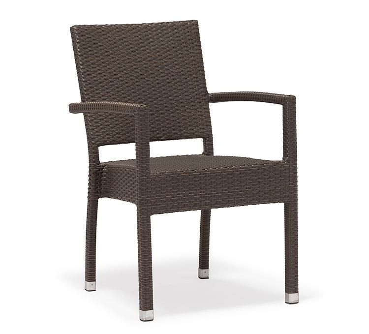 Aluminum Woven Wicker Chair Rattan Modern Cafe Outdoor Furniture with Arm