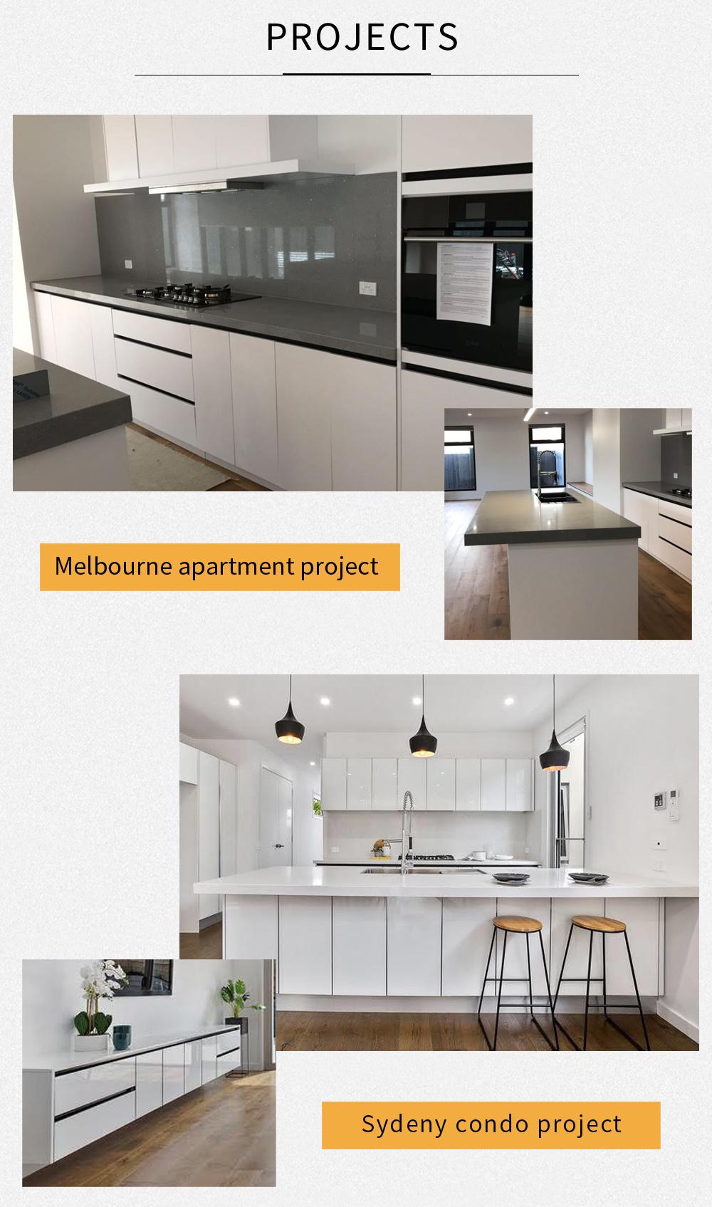 Australia Apartment Home Contemporary Style Furniture Wood Grain Plywood Carcass Kitchen Cabinets