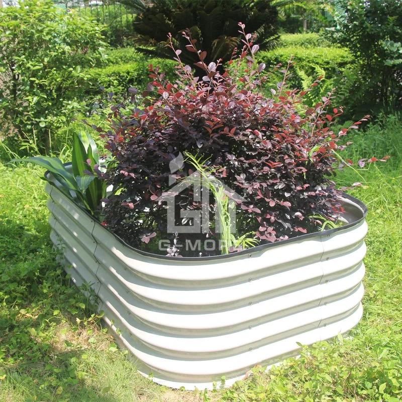 G-More 90X120X44cm Outdoor Steel Raised Garden Bed, Sliver/Ivory Raised Seed Beds