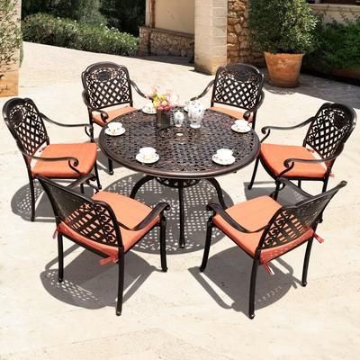 Outdoor Cast Aluminum Table and Chair European Villa Garden Furniture Leisure Table and Chair