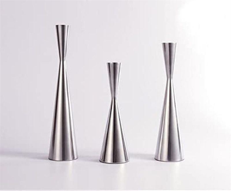 Stainless Steel Candlestick Metal Conical Candlestick Bracket Retro Modern Decorative Gift