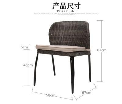Brown Wicker Chair for Dining Party with Waterproof Cushion