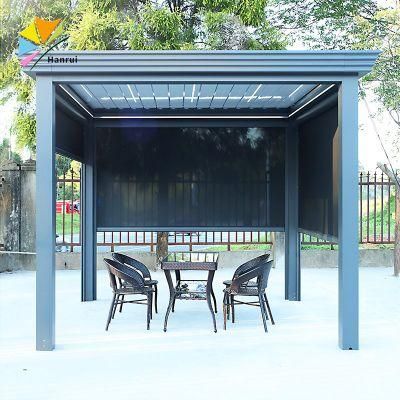European Style Gazebo for Garden with Roller Blinds Deck Backyard Pool Sunshade Metal Roof All Weather Outdoor Pavilion Canopy
