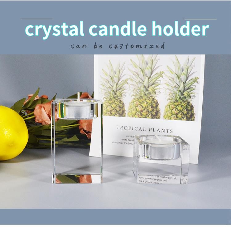 Dining Table Crystal Candlestick Transparent Cube Candle Holders