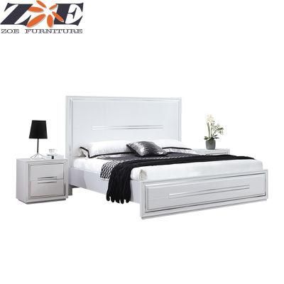 Modern White MDF High Gloss PU Painting Bedroom Furniture Beds