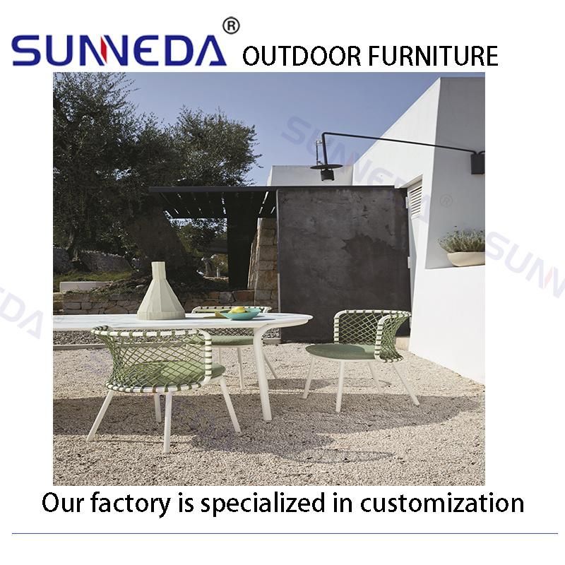 European Style Outdoor Luxury UV-Proof Hand-Weaved Rope Waterproof Garden Rocking Chair Coffee Chair