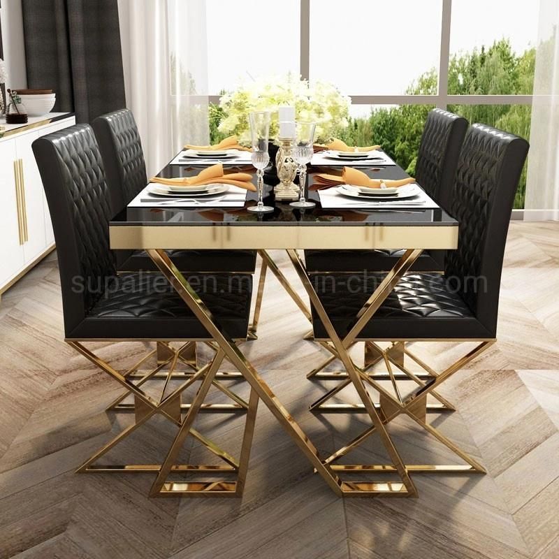 China Wholesale Dining Furniture Space Saver Unique Black Glass Table