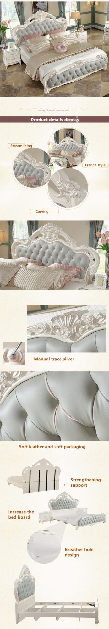 Simple European Style Double Bed 1.8m Soft #Bed 0181