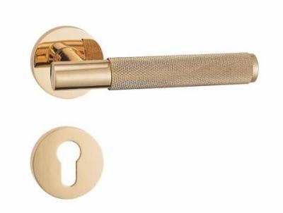 Solid Antique Brass Door Lever Handle/Vintage High-End Interior Brushed Aged Door Trim