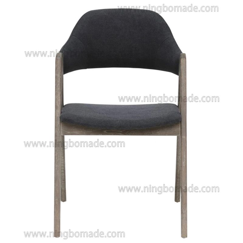 Scandinavian Countryside Style Designed Home Furniture Cold Smoky Grey Reclaimed Fir Wood Dark Grey Fabric Leisure Chair
