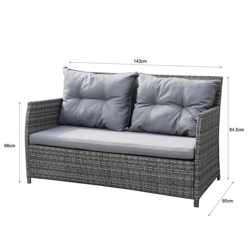 Outdoor Patio Furniture Rattan Chair Wicker Sofa Garden Conversation Sets with Soft Cushion and Glass Table for Yard, Pool or Backyard