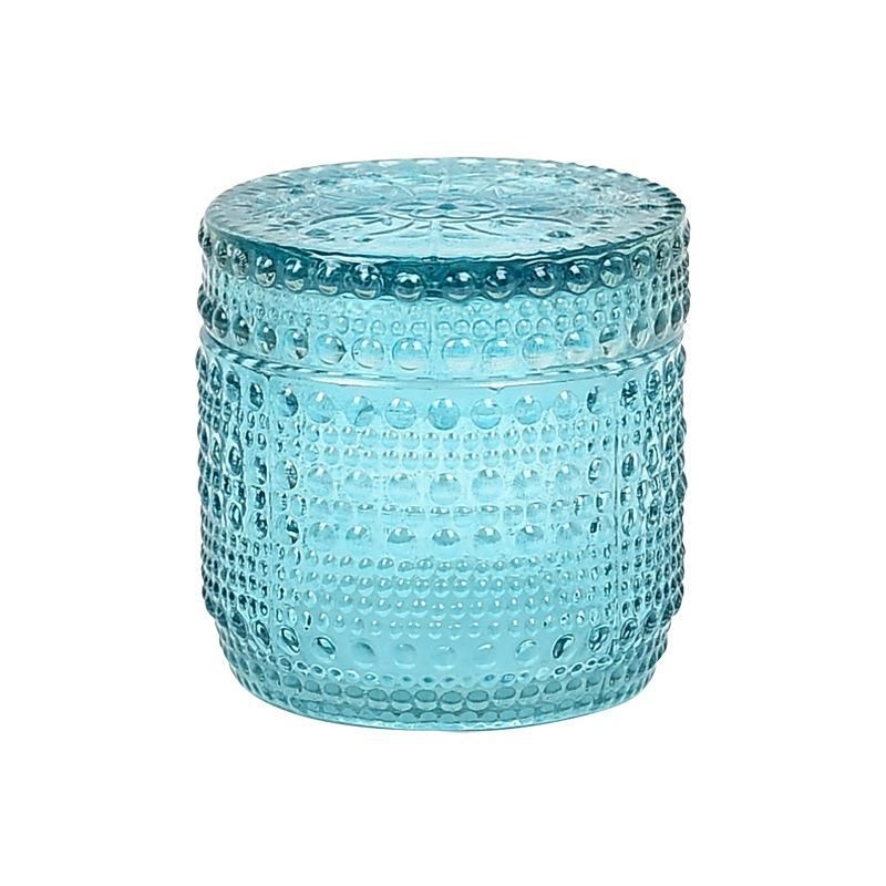 Simple Colored Glass Candle Cup with Cover Ins Style Home Decoration Glass Candlestick