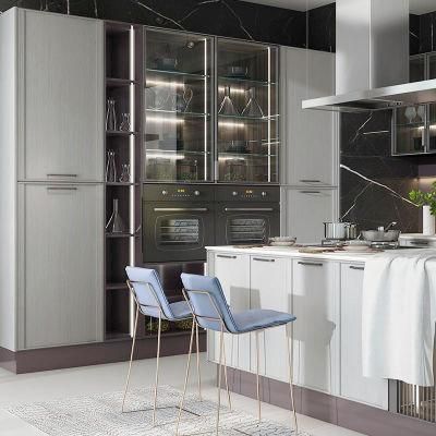 European Black Cabinets Modern in White PVC Acrylic Board 2021 Kitchen Cabinet Modular Kitchen Cabinets
