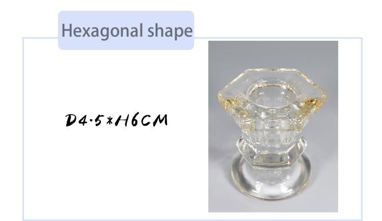 Customized Hexagonal Shape Transparent Glass Candle Holder for Decoration